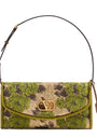 Embroidered Vain Soft Shoulder Bag