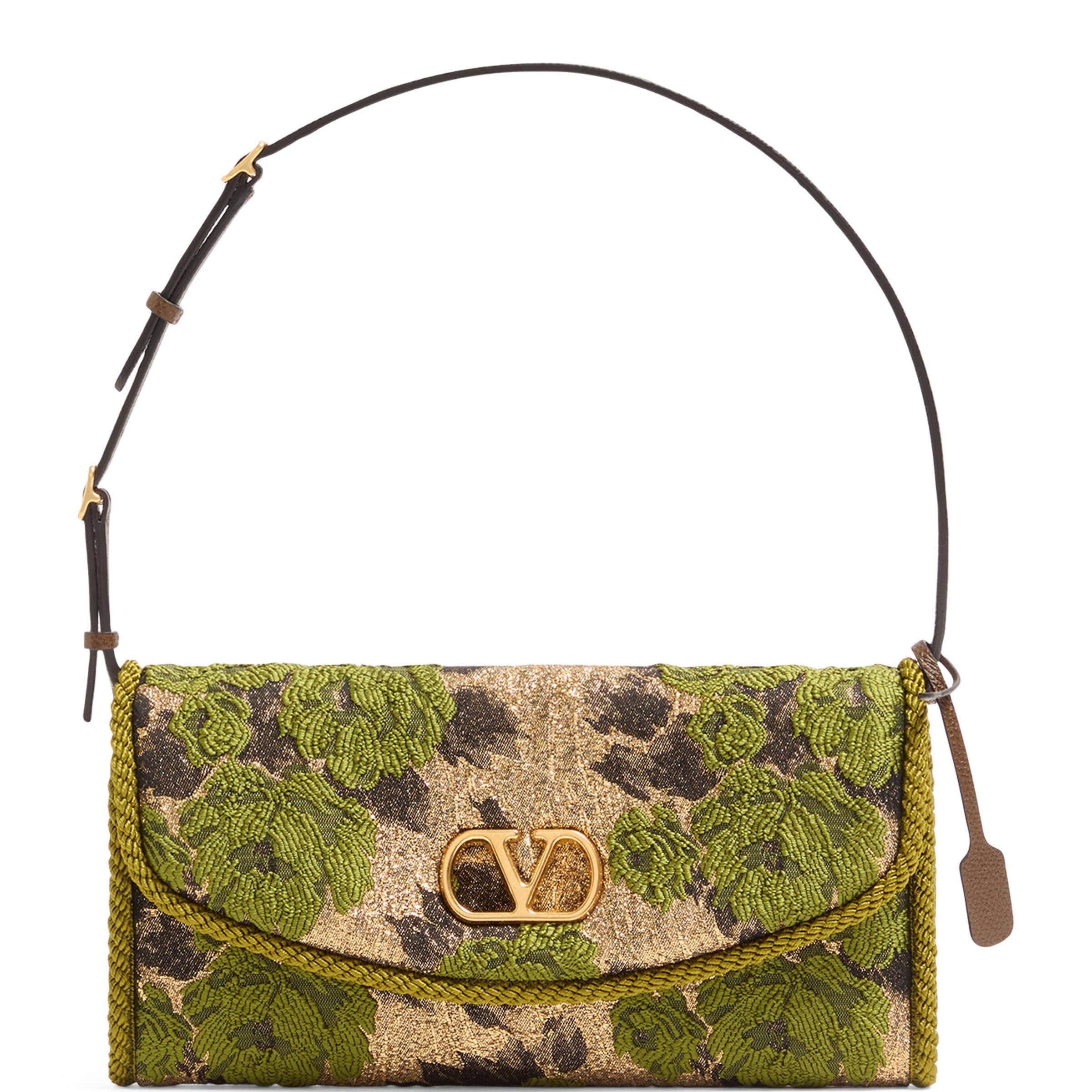 Embroidered Vain Soft Shoulder Bag