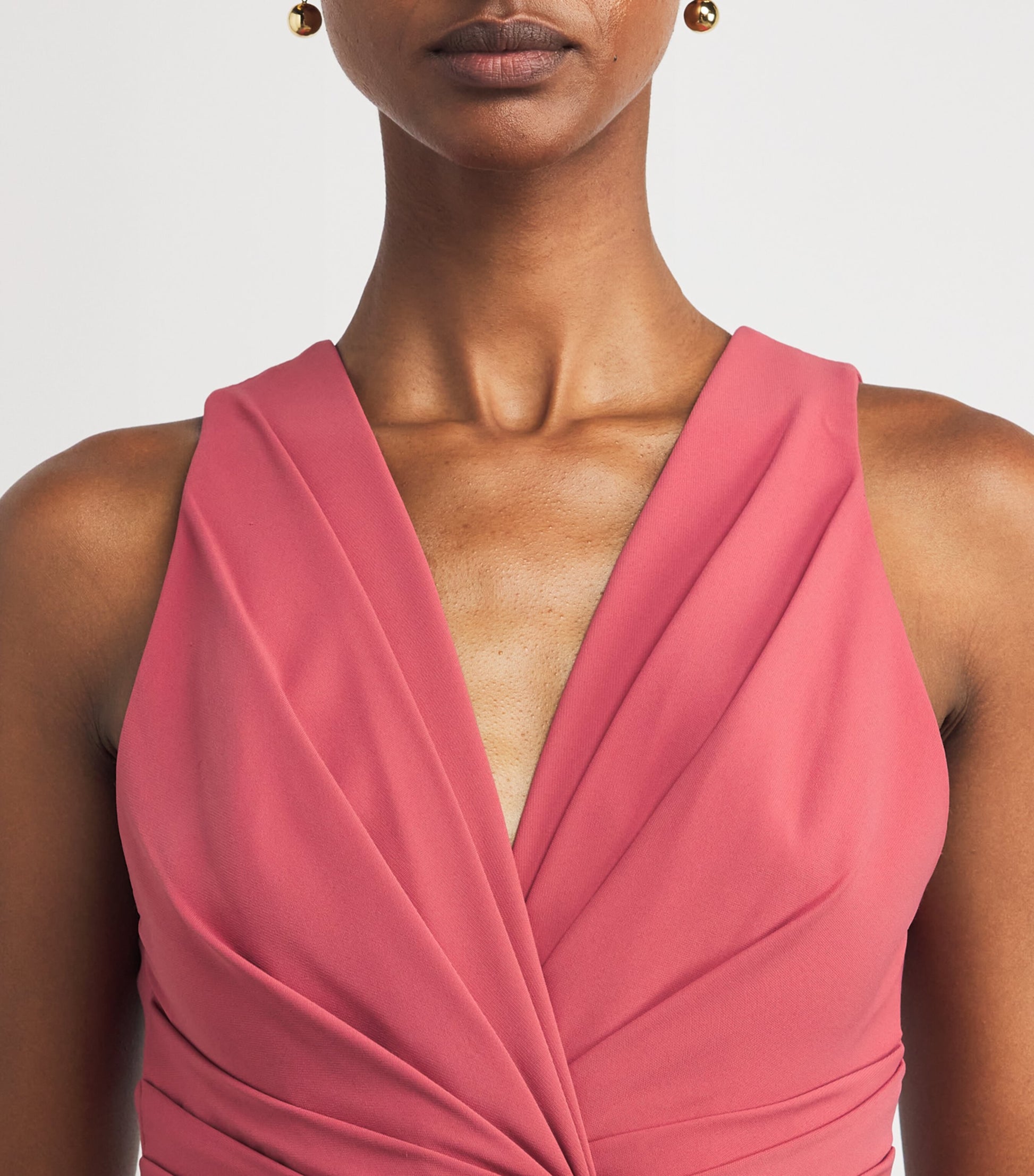 Pink V-Neck Criss-Cross Gown