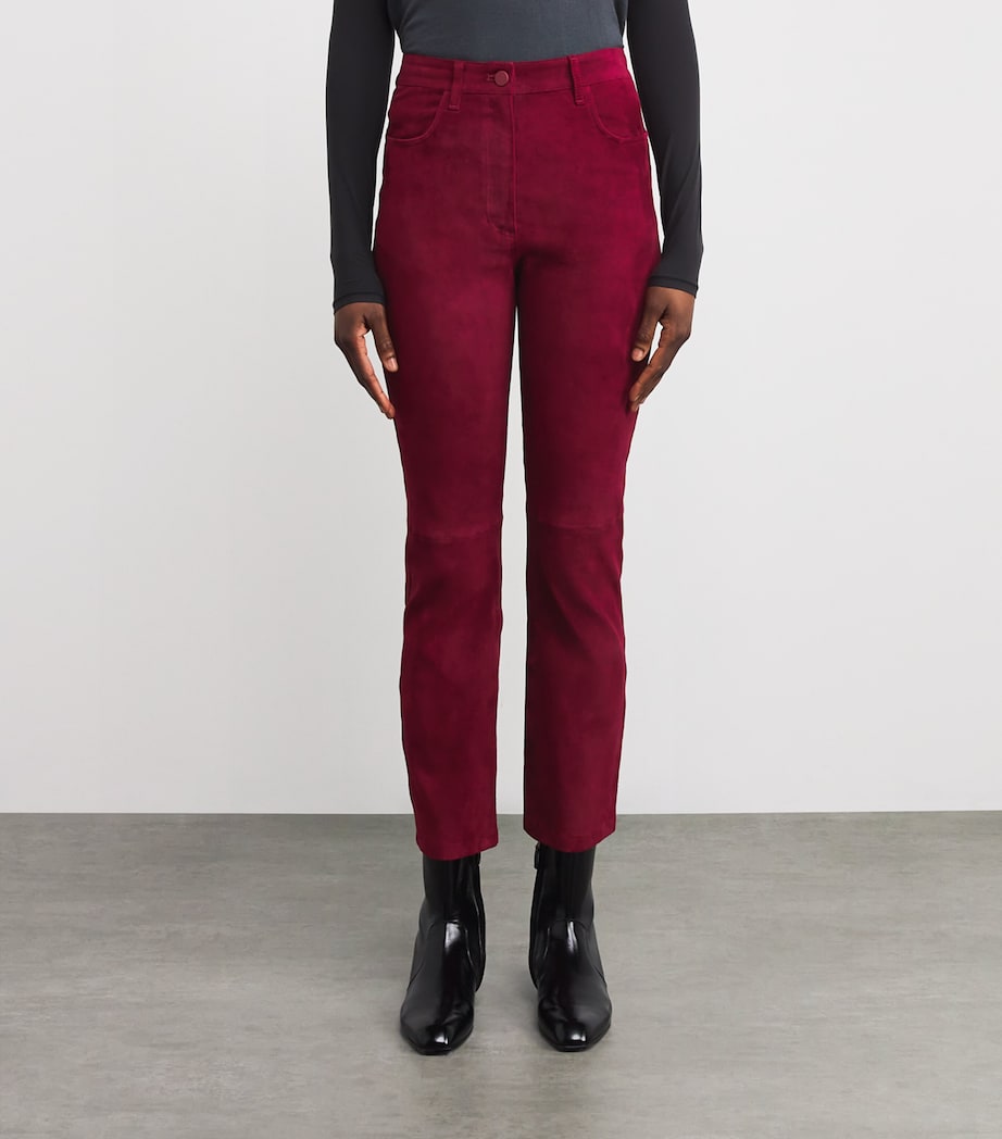Red Suede Duke Stretch Slim Trousers