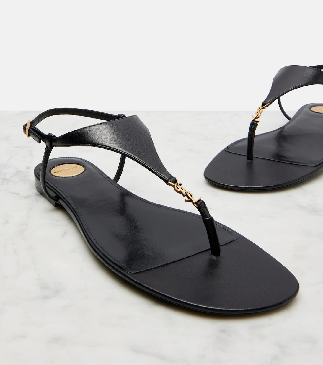 Saint Laurent - Cassandre leather thong sandals