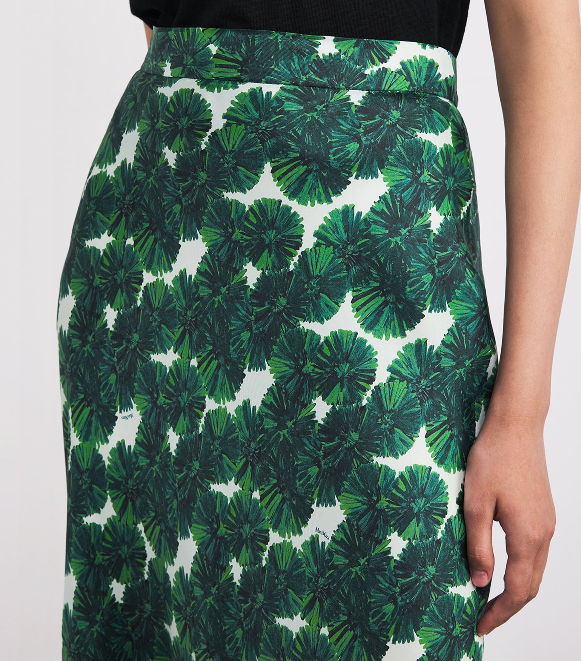 Green Silk Printed Maxi Skirt
