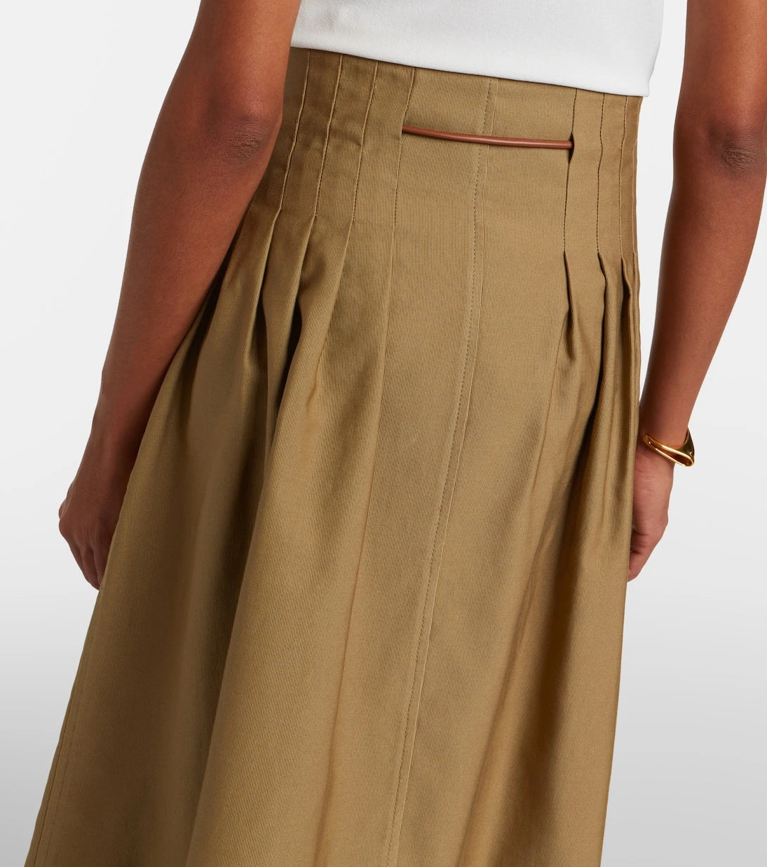 Max Mara - Tempio belted cotton twill midi skirt
