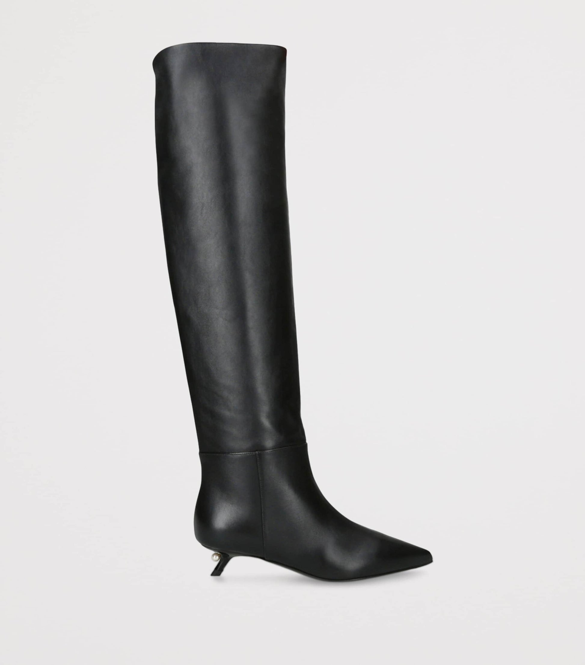 Alevi Black Leather Derby Knee-High Boots 35