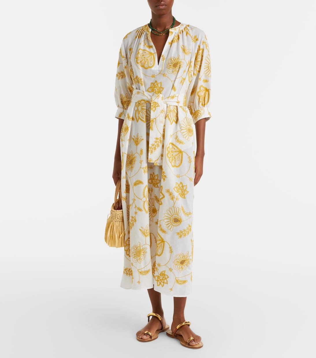 Eres - Anjana embroidered cotton-blend midi dress