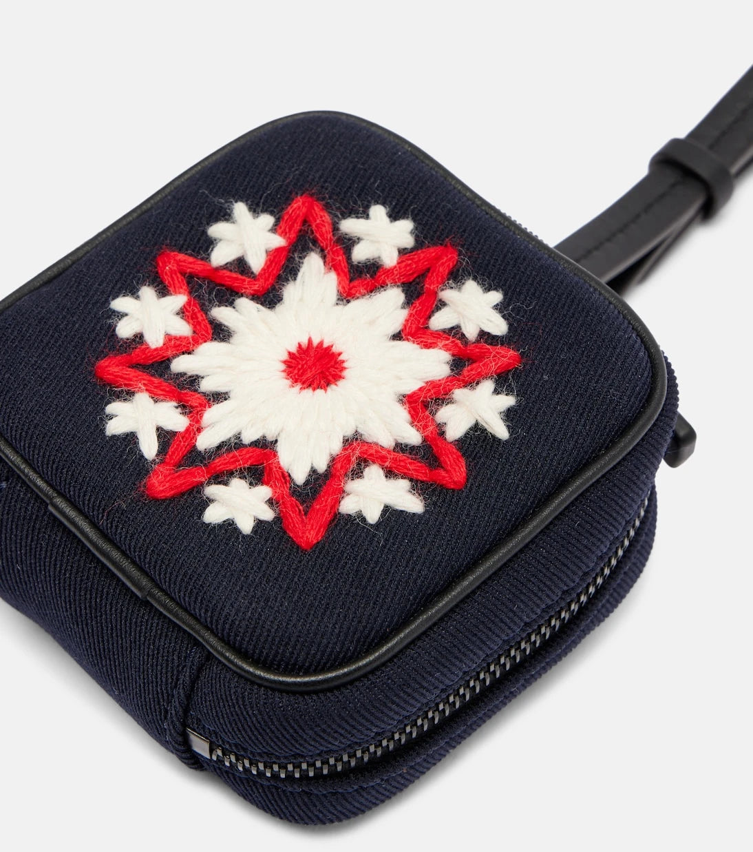 Moncler - Embroidered leather-trimmed clutch