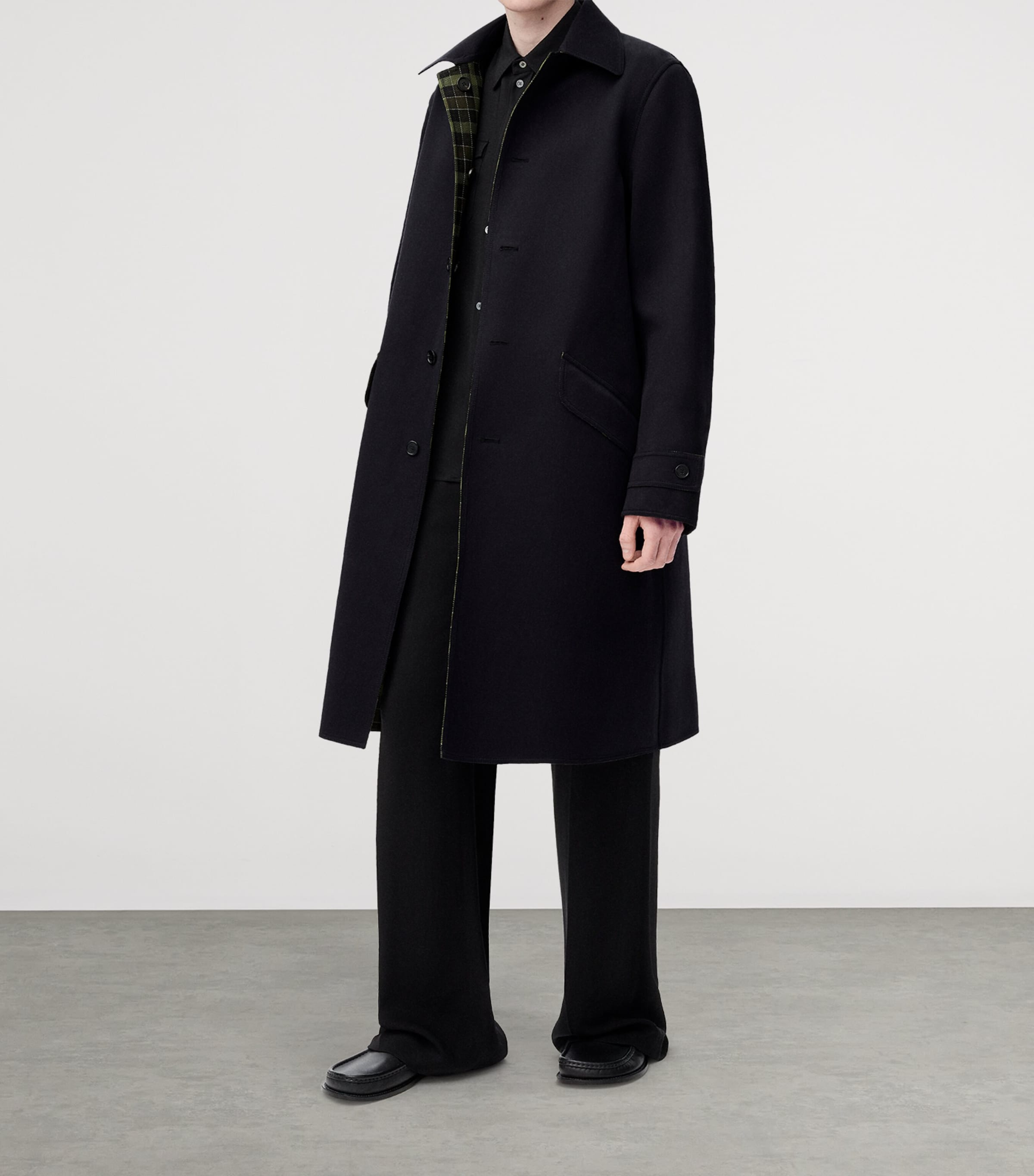 LOEWE Black Wool-Blend Reversible Overcoat