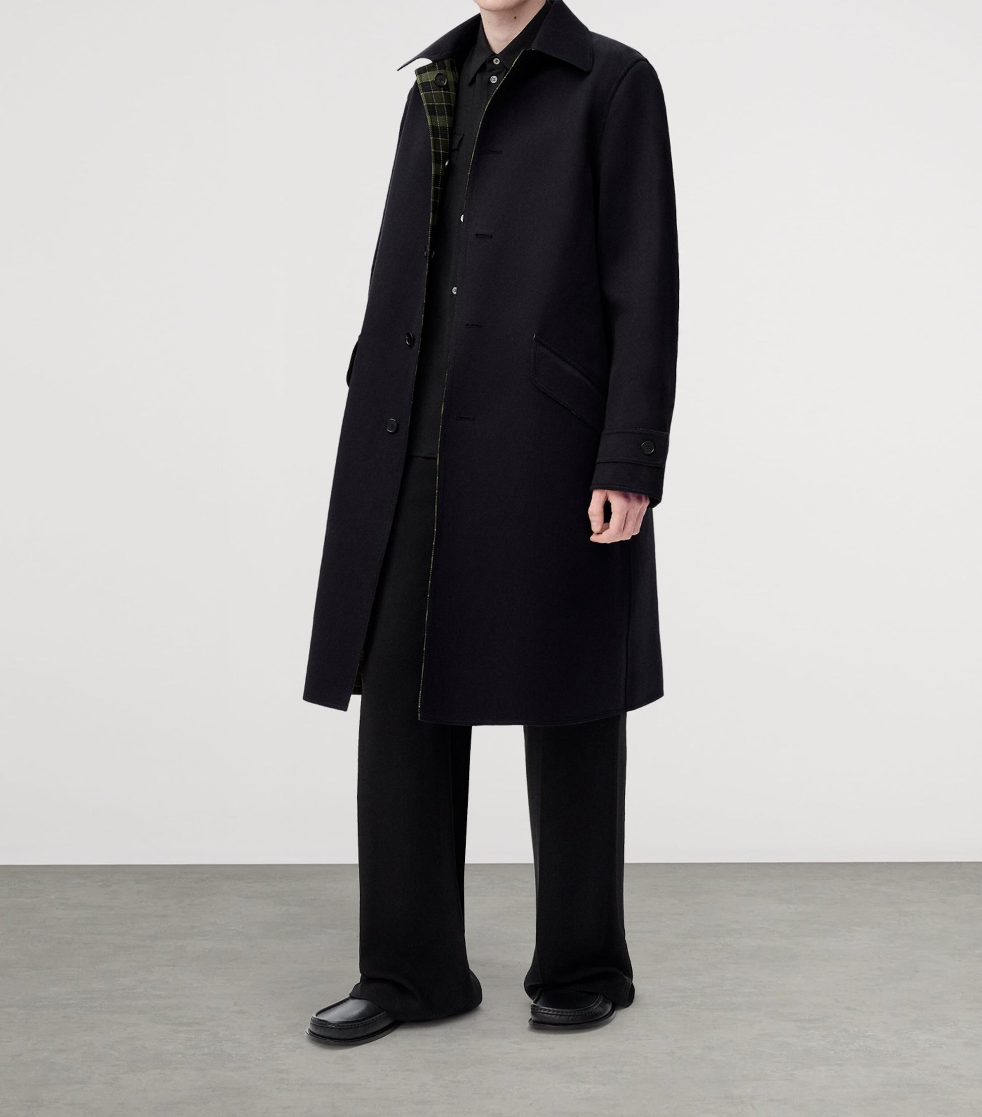 LOEWE Black Wool-Blend Reversible Overcoat
