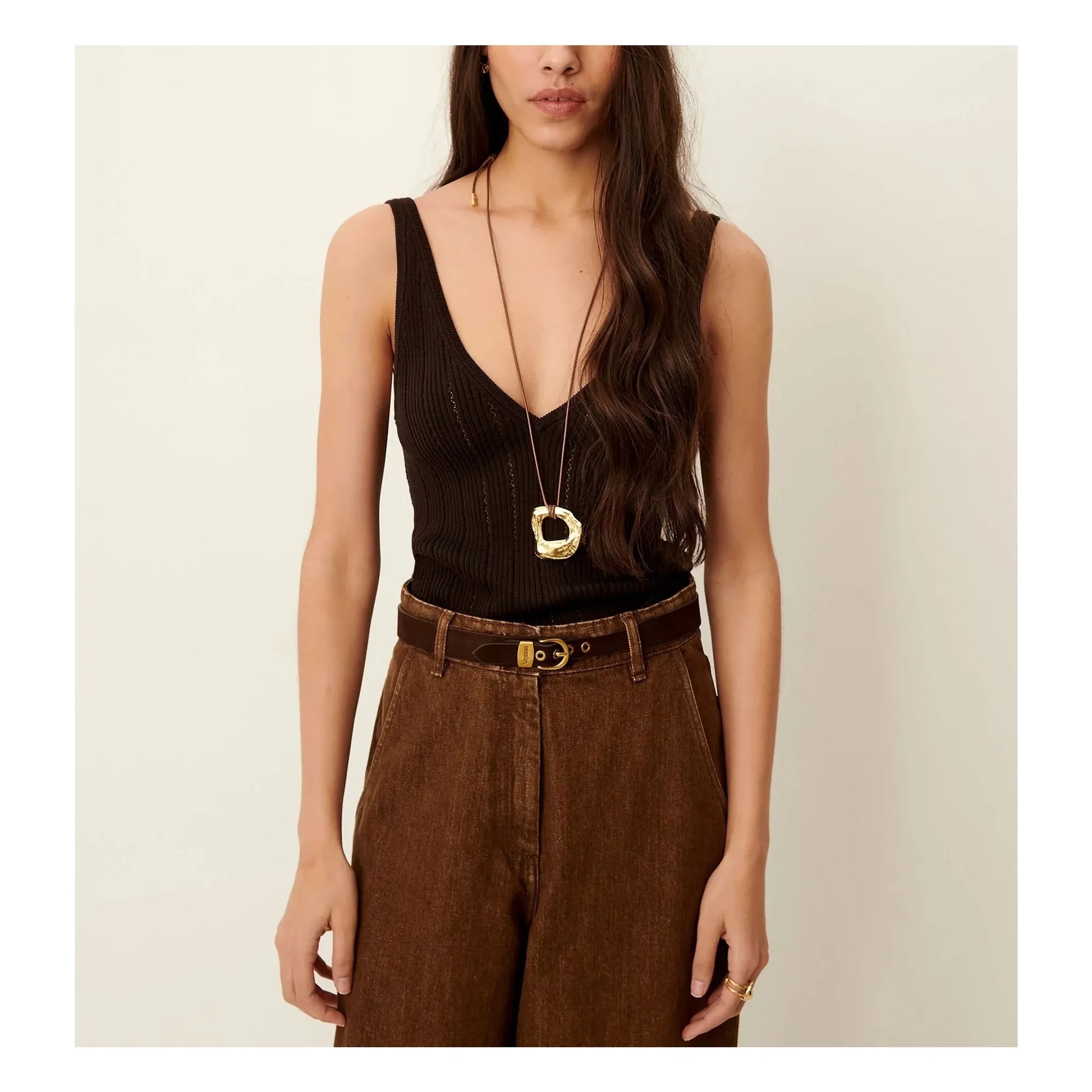 Sessùn - Attita cotton tank top | Coffee