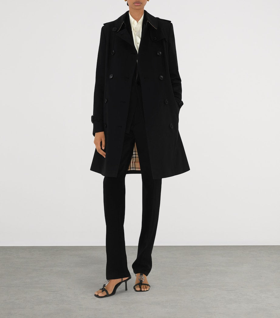 Burberry Black Cotton Mid-Length Chelsea Trench Coat