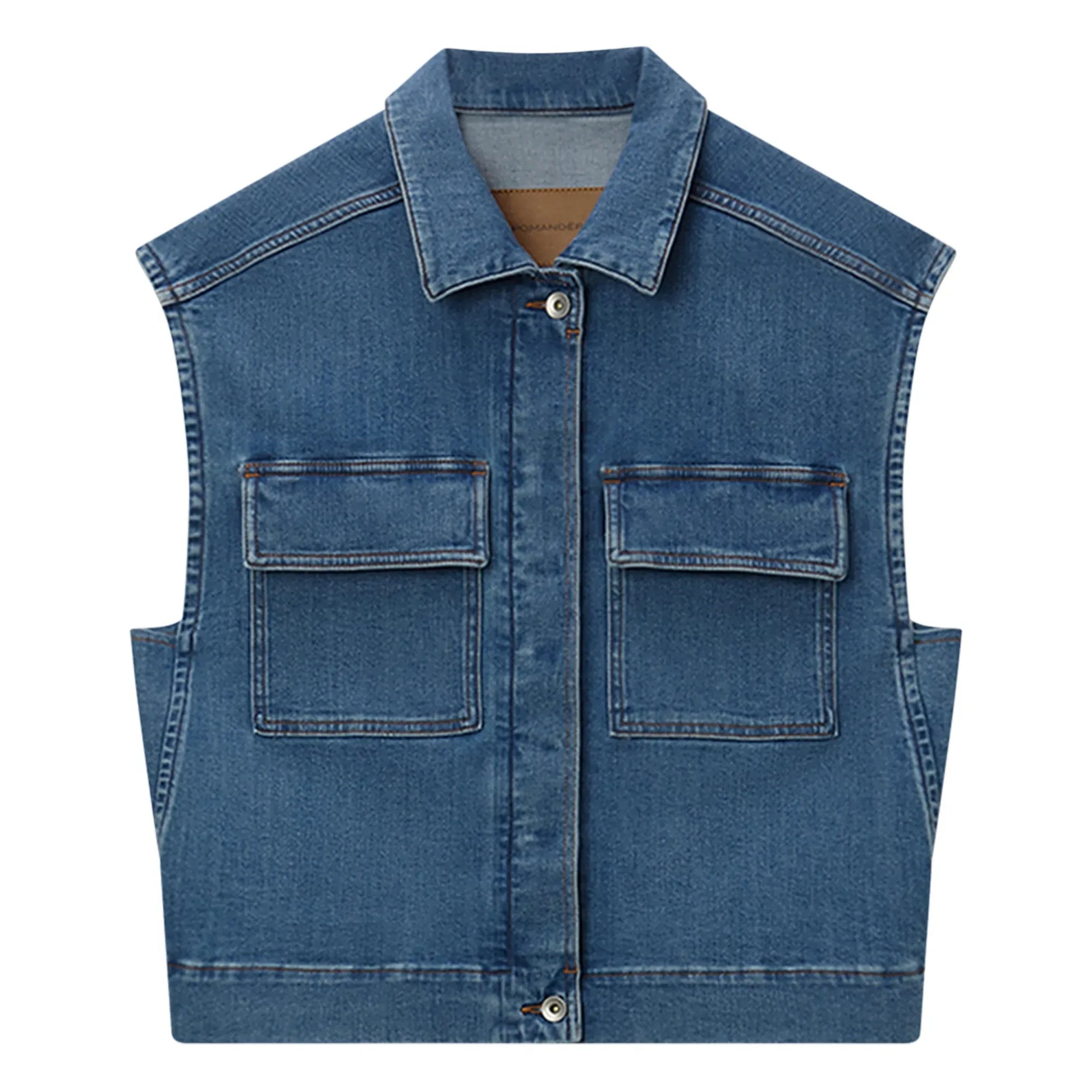 Pomandère - Sleeveless Denim Jacket | Blue