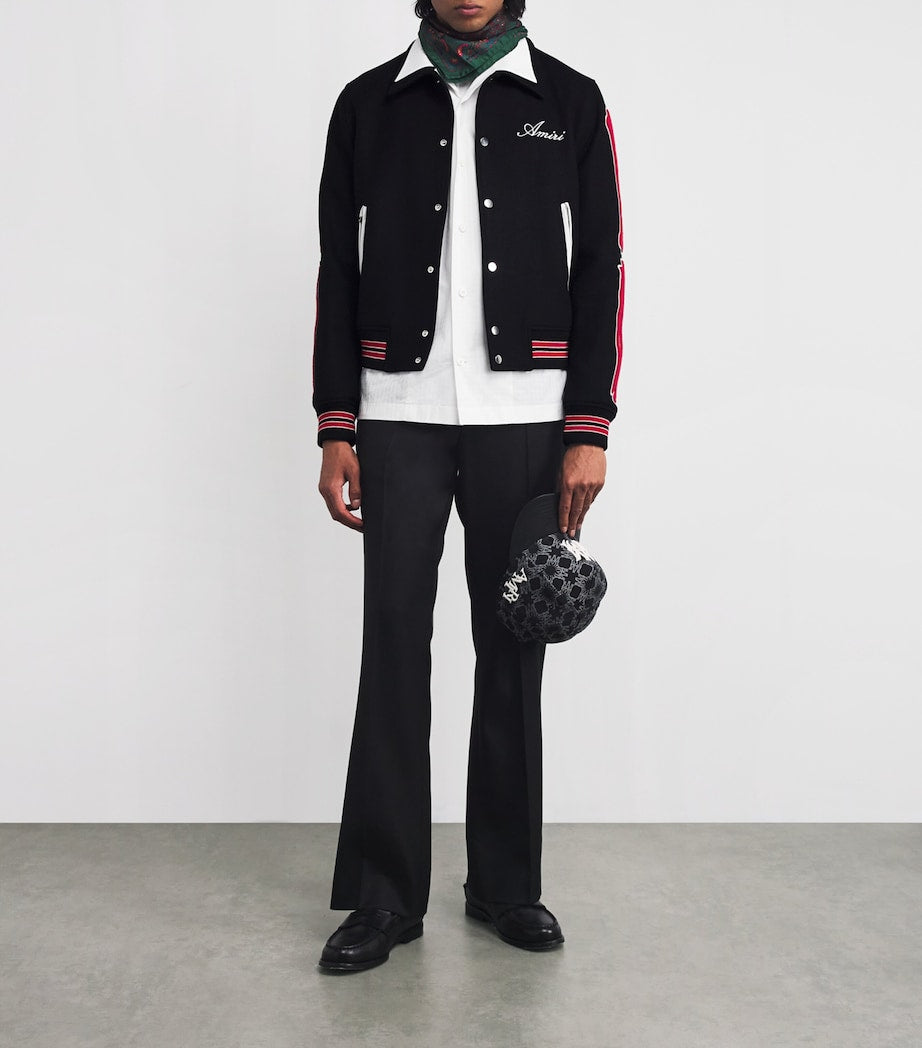 AMIRI Black Wool-Blend Bones Varsity Jacket