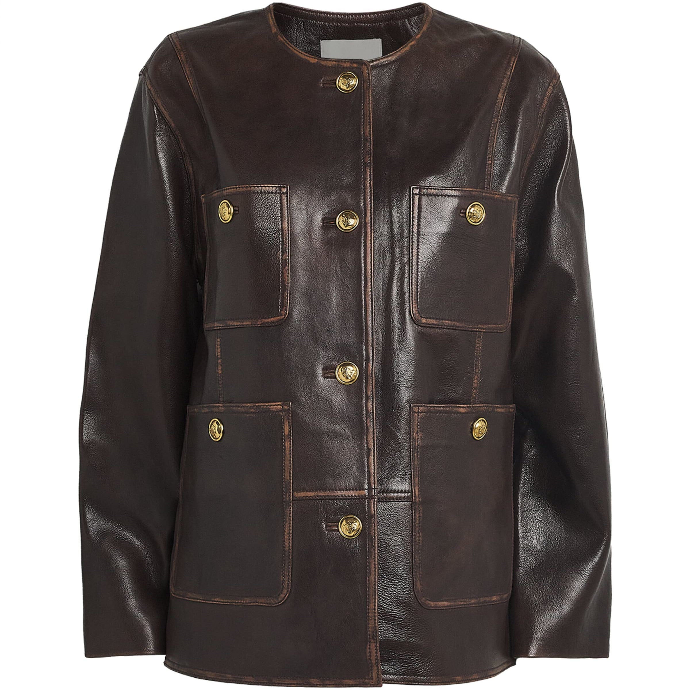 Brown Leather Distressed Jacket