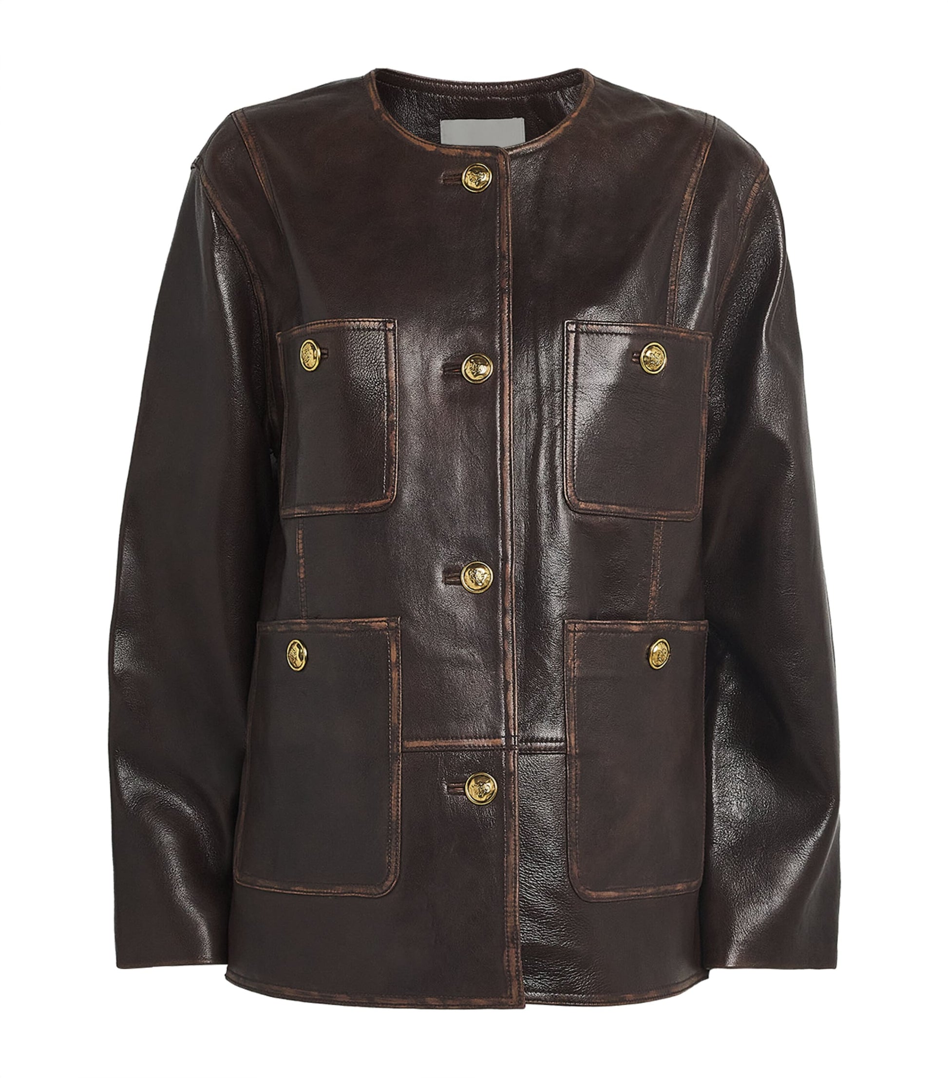 Brown Leather Distressed Jacket