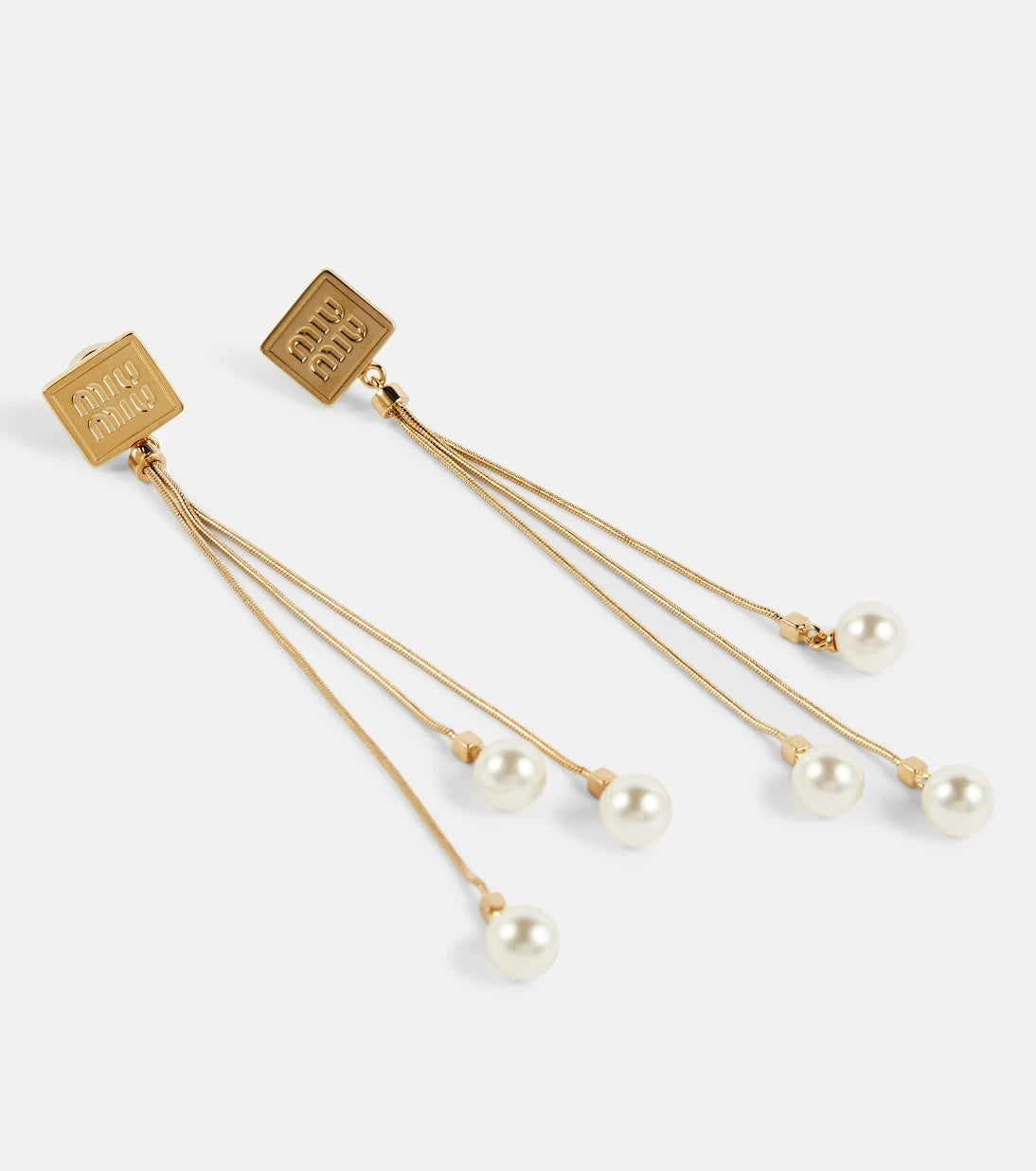 Miu Miu - Faux pearl and brass earrings
