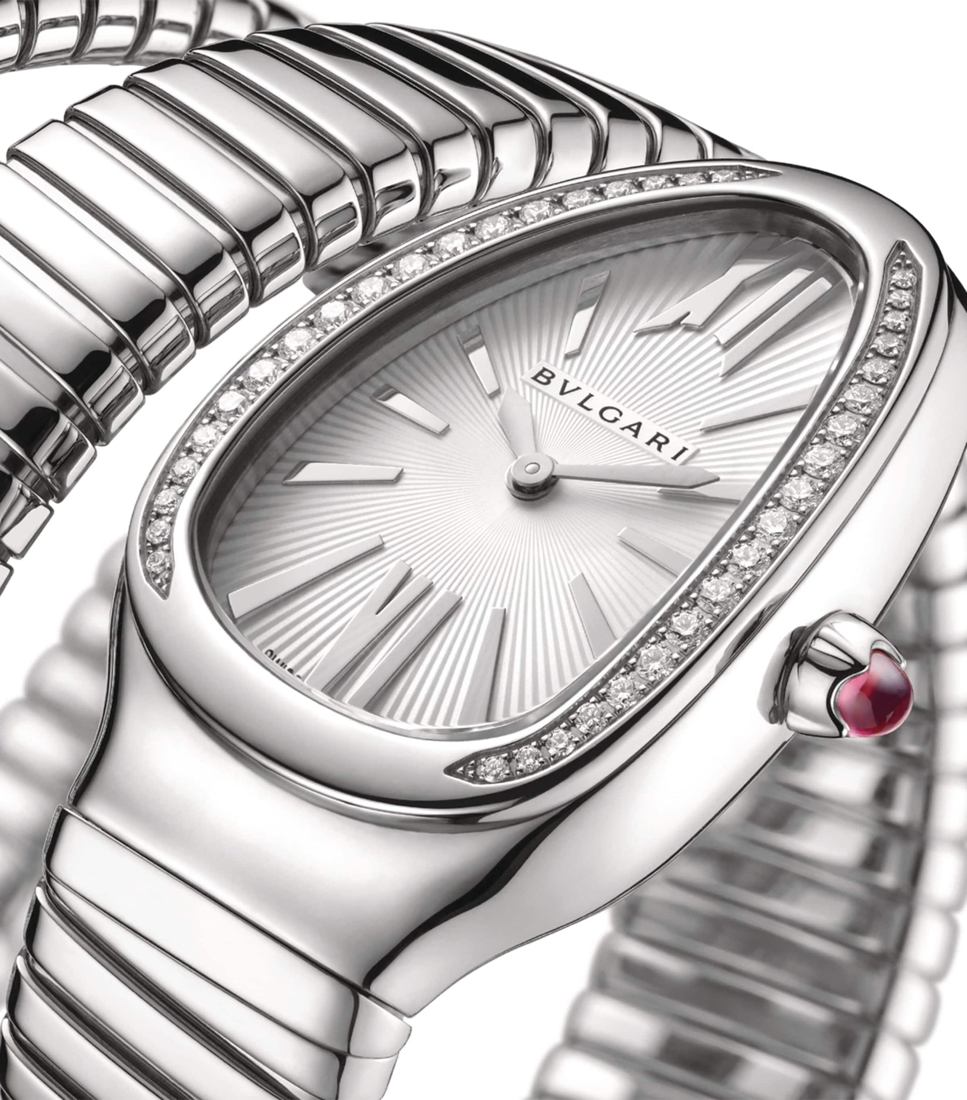 Bvlgari Stainless Steel and Diamond Serpenti Tubogas Watch 35mm