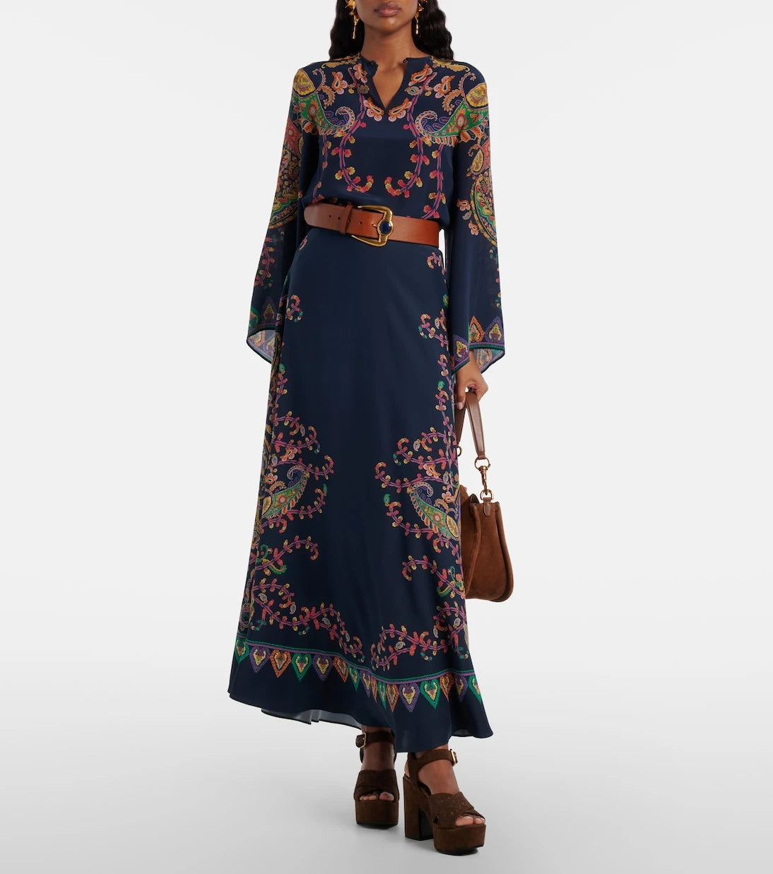 Etro - تنورة ماكسي حرير بنقشة البيزلي