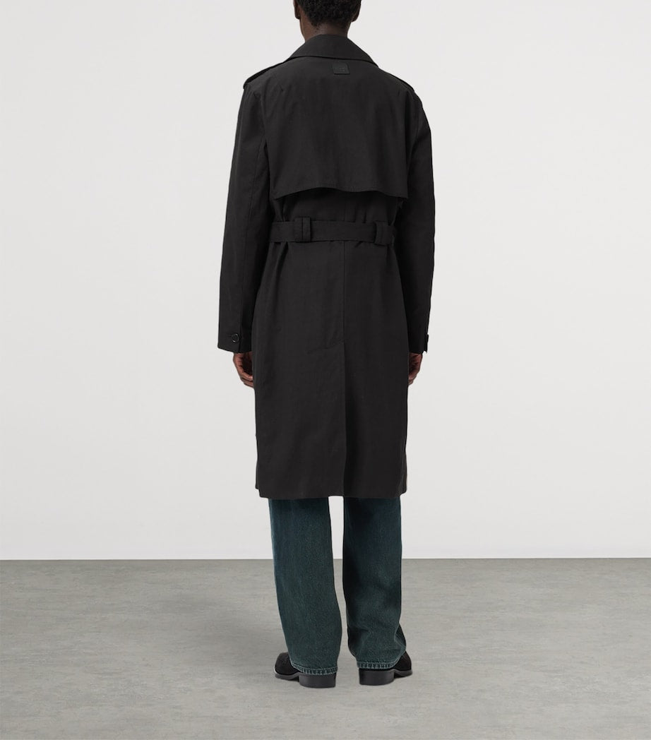 AllSaints Black Cotton-Blend Bastille Trench Coat