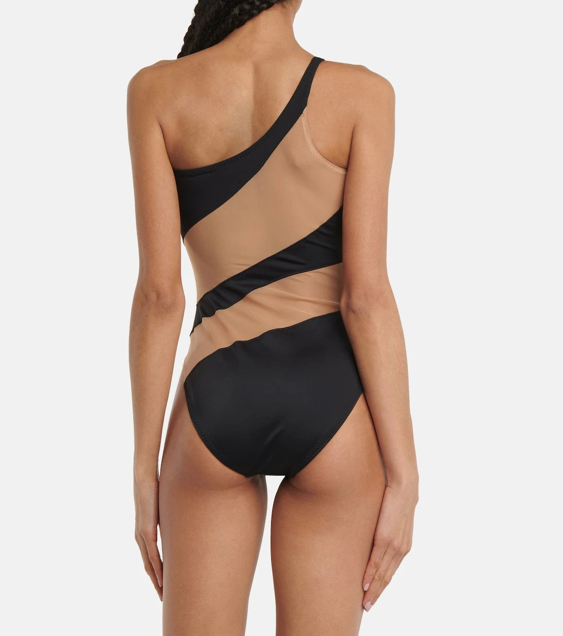 Norma Kamali - Snake paneled mesh one-shoulder swimsuit