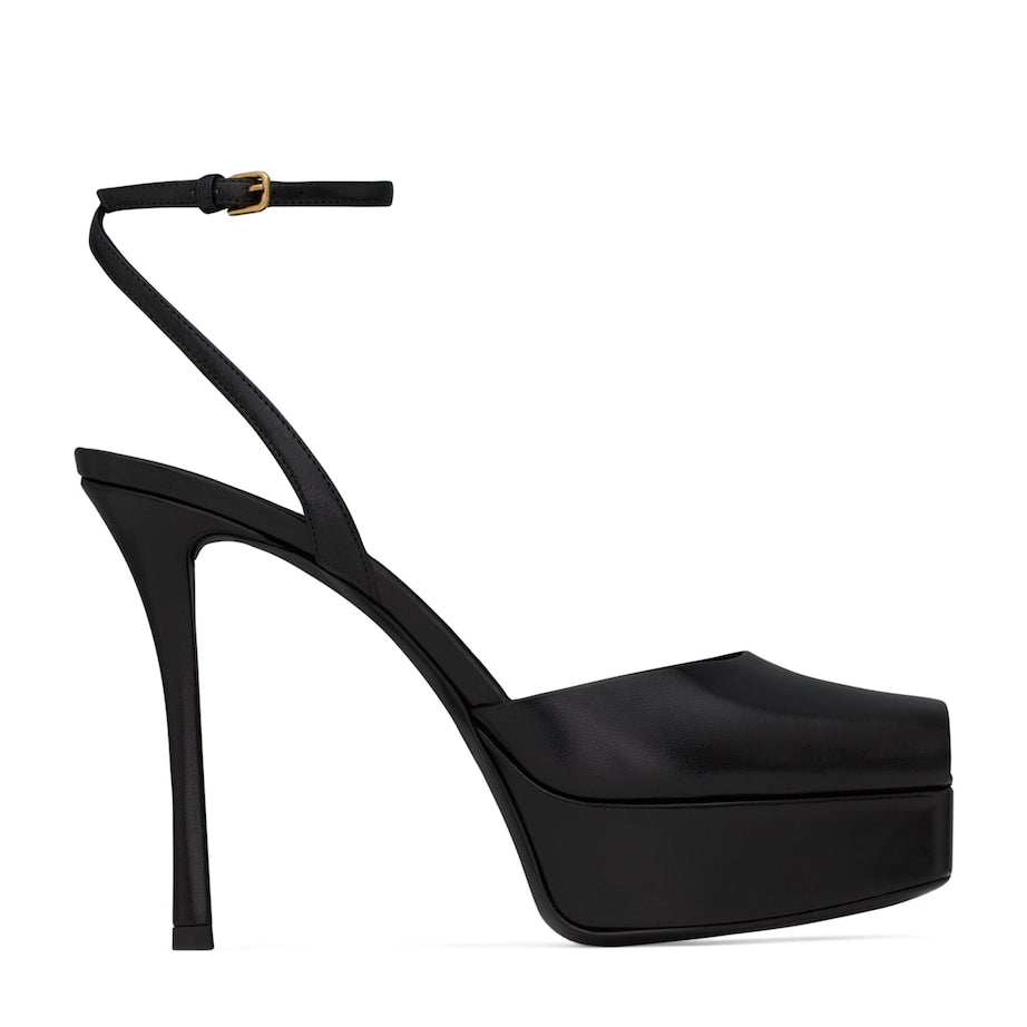 Black Leather La Scandale Platform Sandals 85