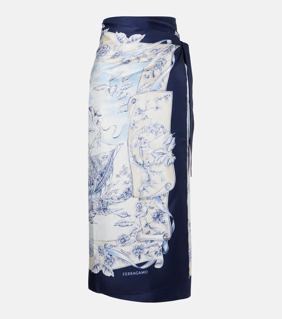 Ferragamo - Printed silk wrap skirt