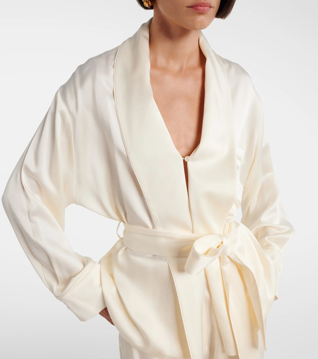 Victoria Beckham - Belted satin wrap top