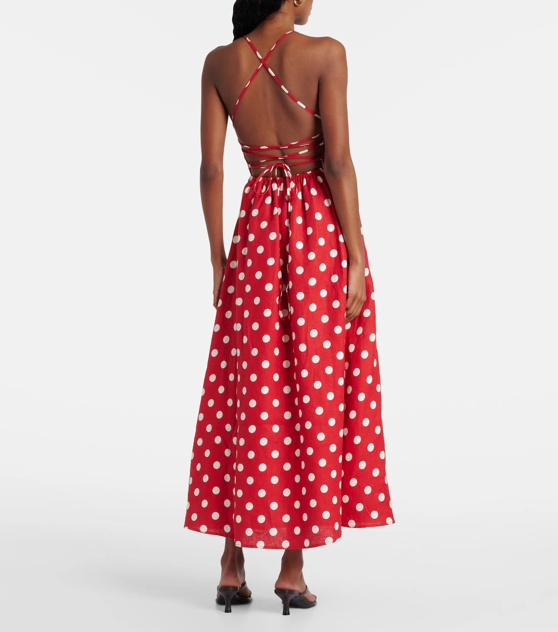 Posse - Lori polka-dot linen maxi dress