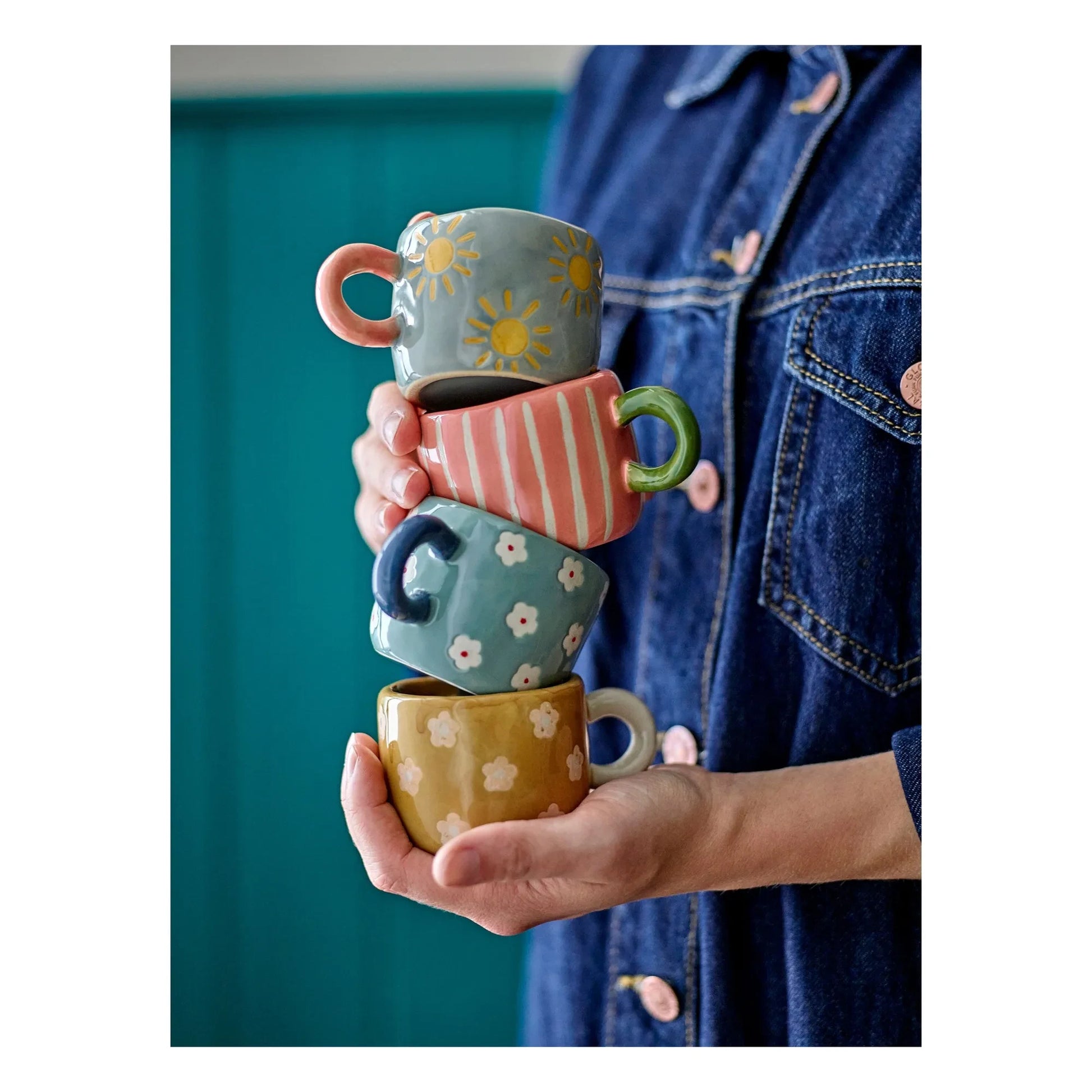 Bloomingville - Nini striped stoneware mug | Pink