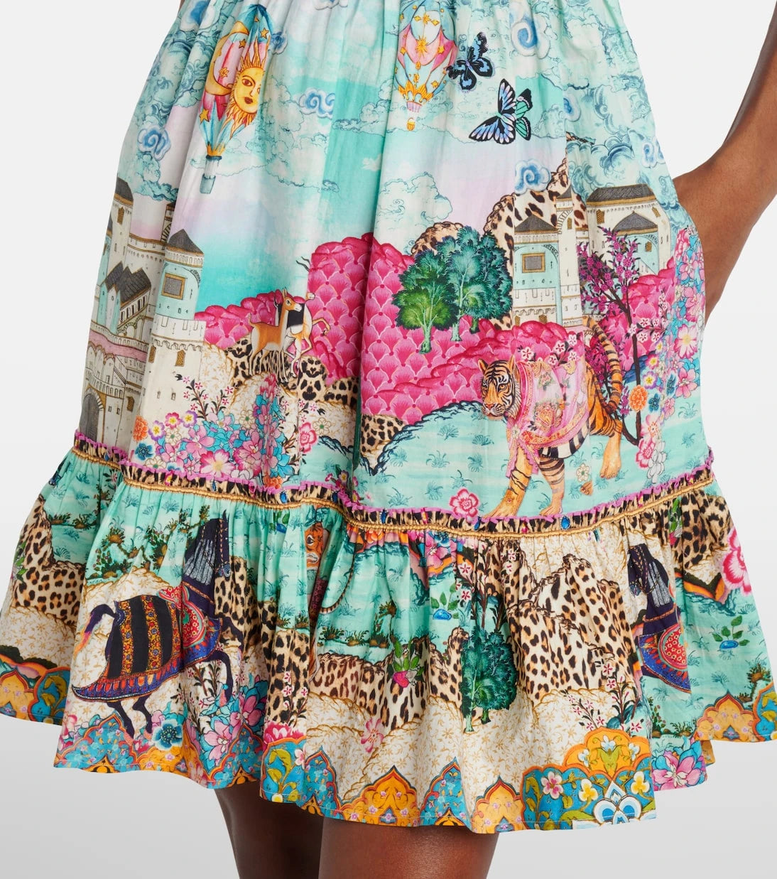 Camilla - Gathered printed cotton minidress