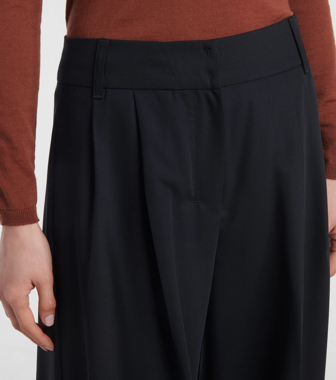 'S Max Mara - بنطال نيكولز بقصة واسعة من صوف الميرينو البكر