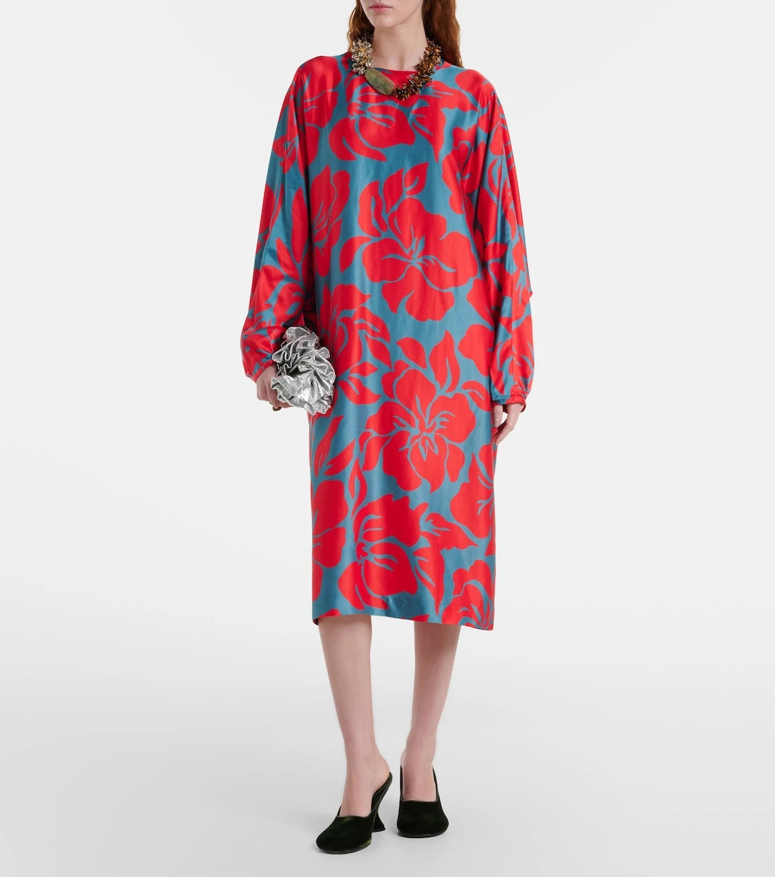 Dries Van Noten - Floral satin midi dress