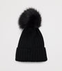 Moncler Black Virgin Wool Pom-Pom Beanie