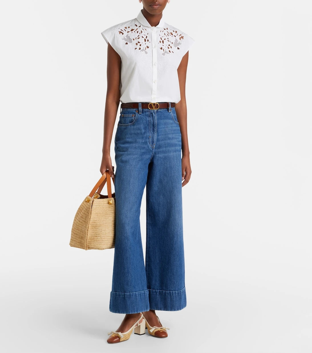 Valentino Garavani - VLogo Medium raffia tote bag