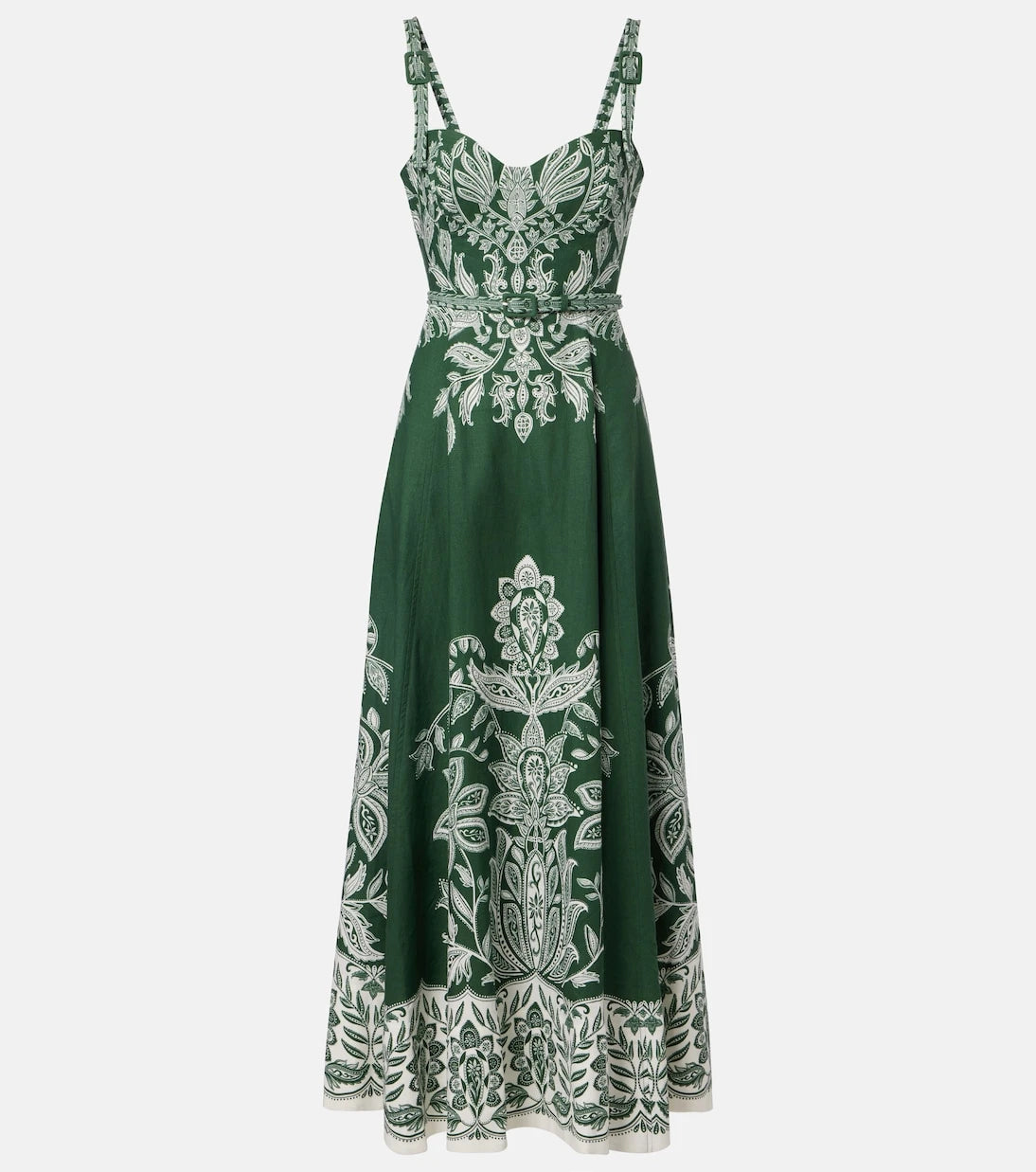 Farm Rio - Miranda belted linen-blend maxi dress