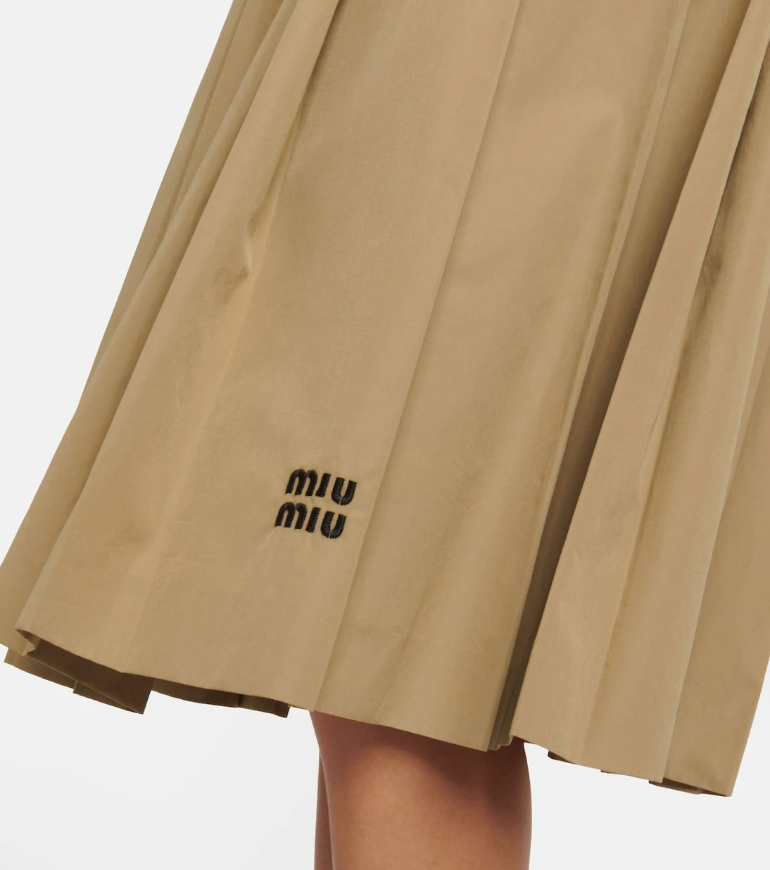 Miu Miu - Embroidered pleated cotton midi skirt