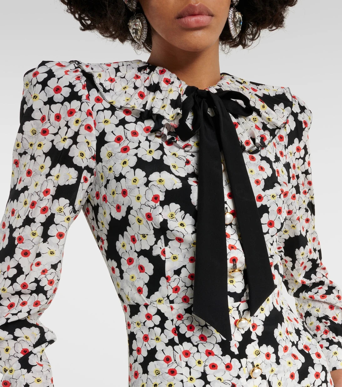 Alessandra Rich - Floral bow-detail silk minidress
