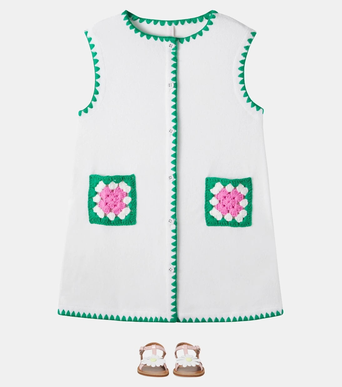 Zimmermann Kids - Crochet-trimmed cotton-blend dress