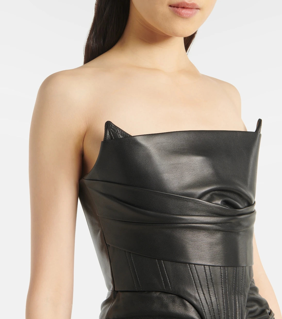 Alex Perry - Ruched leather midi dress