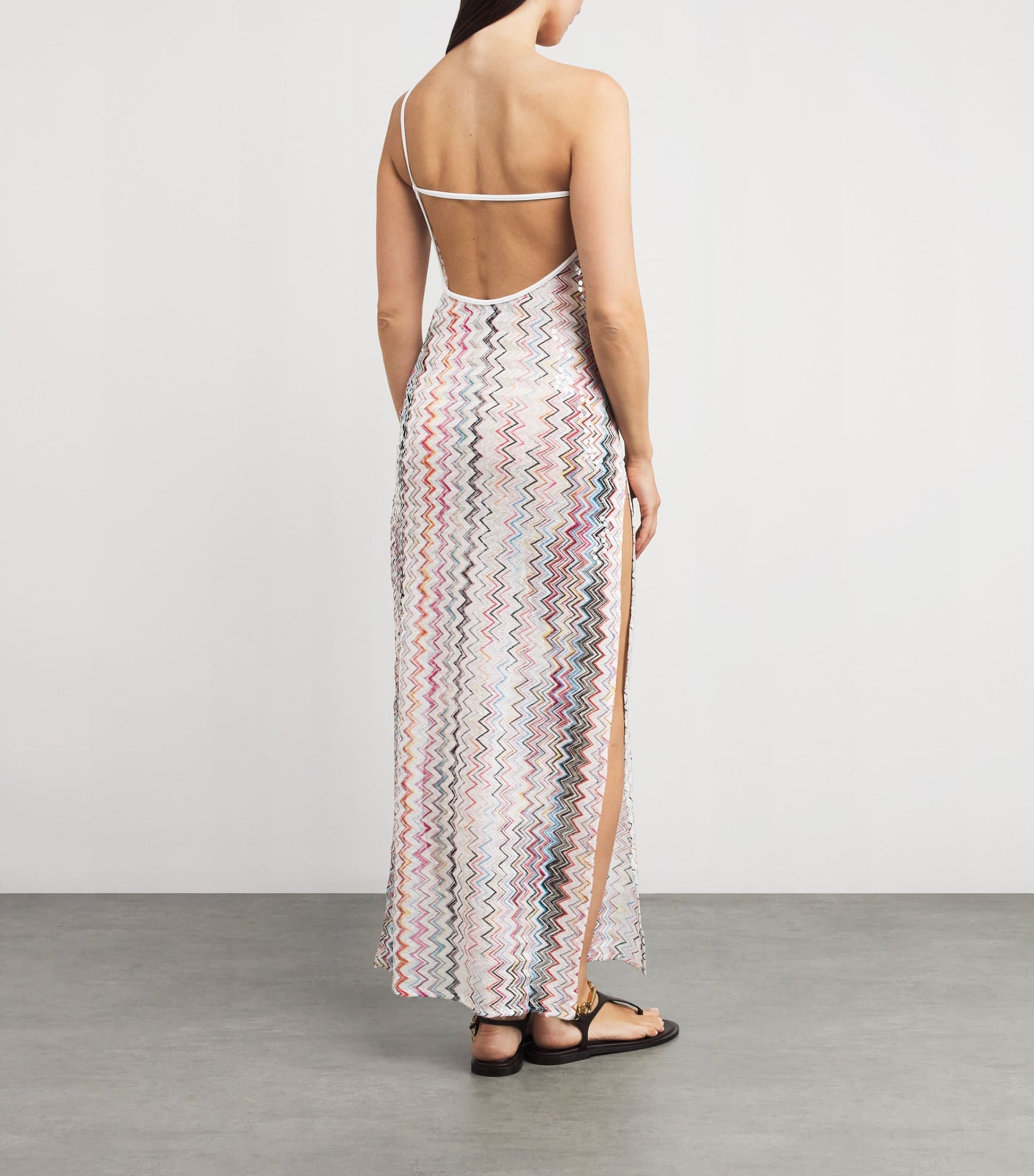 Missoni Multi Zigzag One-Shoulder Maxi Dress