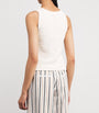 White Cotton-Linen Bouclé Tank Top