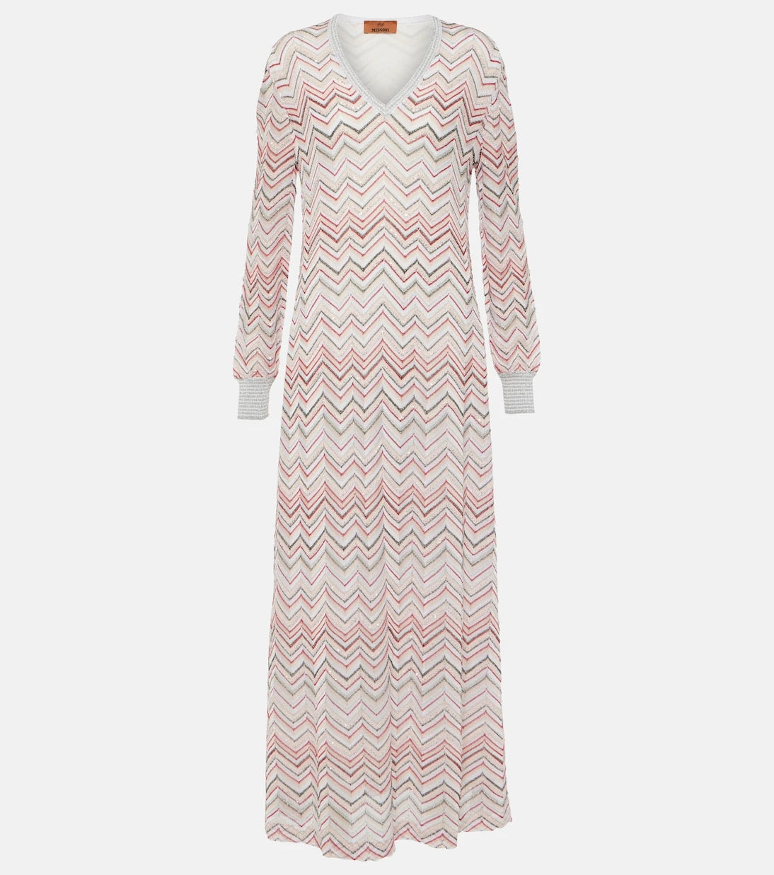 Missoni - فستان طويل بنمط متعرج من نسيج معدني