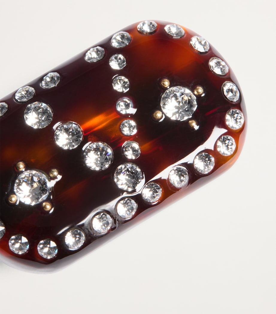 Valentino Garavani Brown Crystal-Embellished V Hair Clip