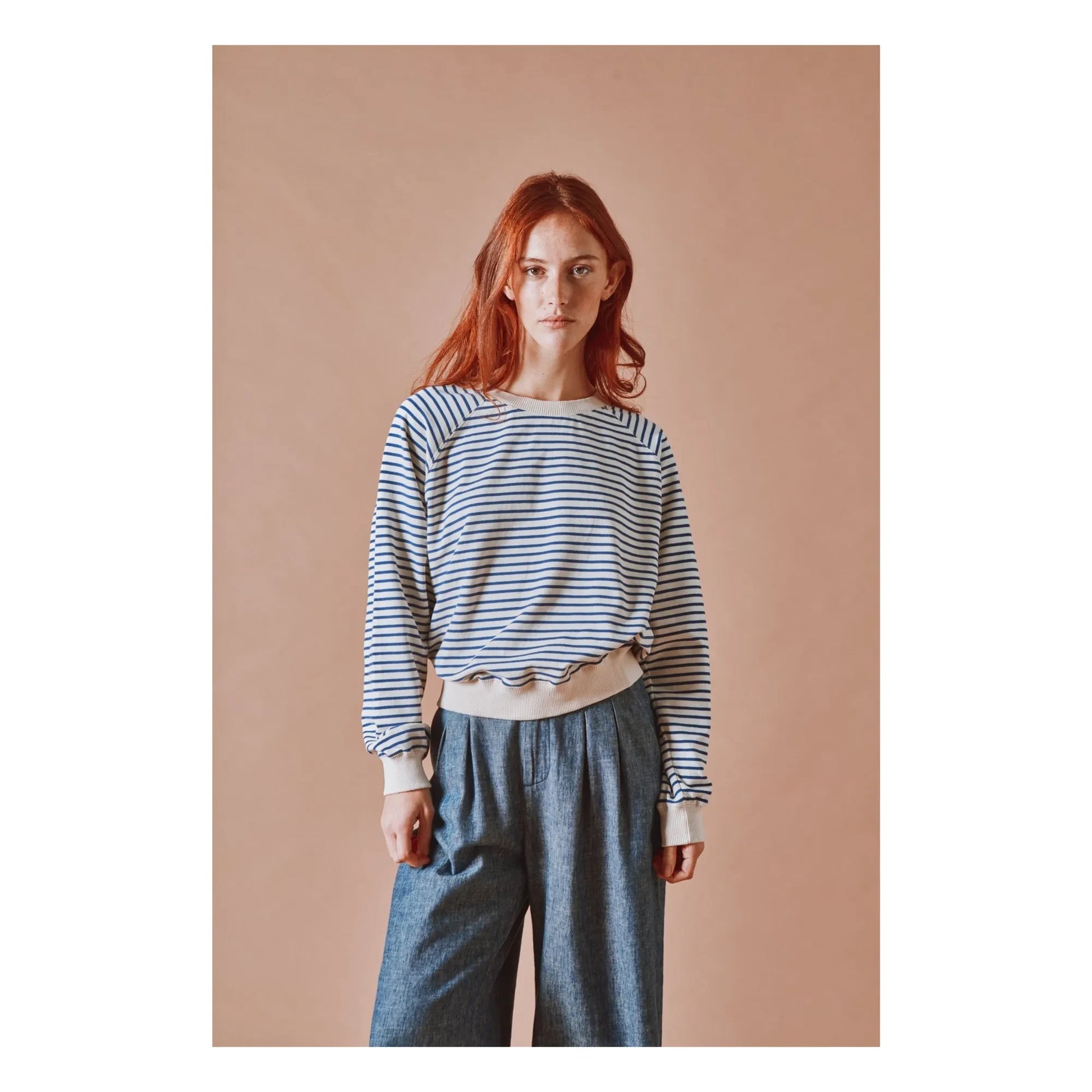 Emile et Ida - Striped Sweat Organic Cotton | Navy blue