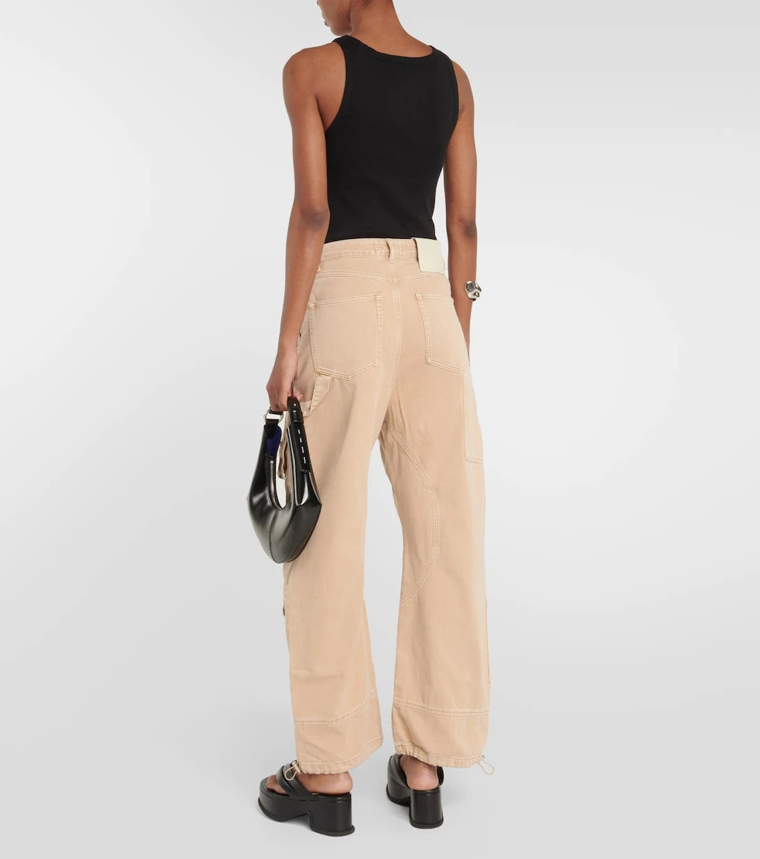 Sportmax - High-rise wide-leg denim cargo pants