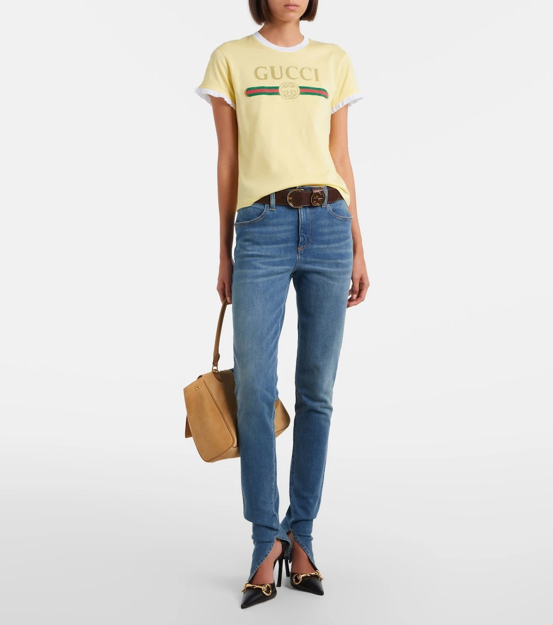 Gucci - Paparazzo Medium suede top-handle bag