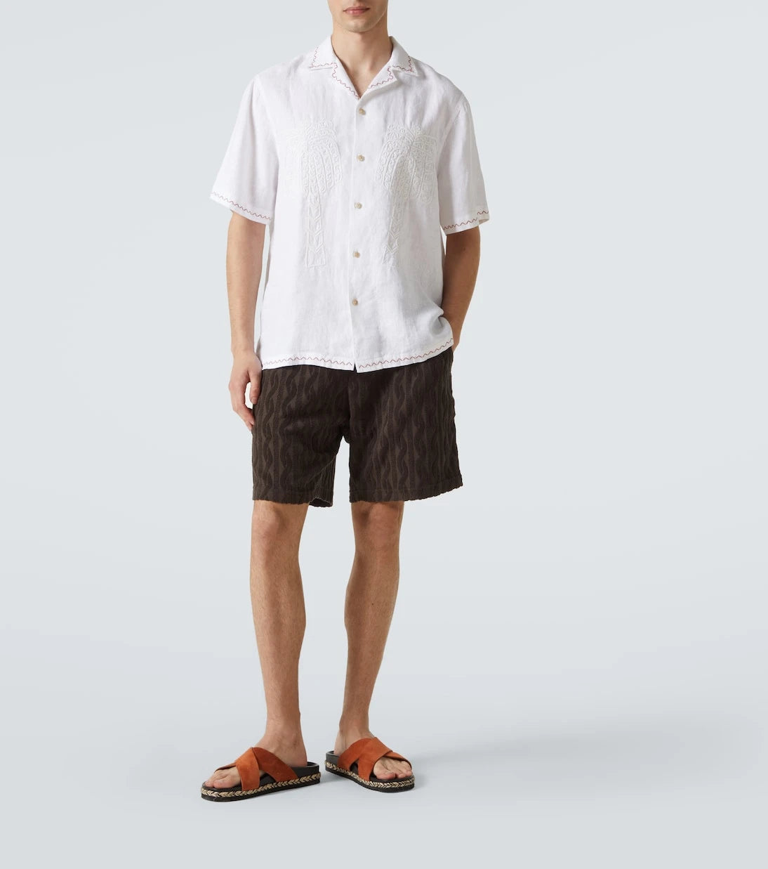 Frescobol Carioca - Flavio embroidered linen bowling shirt