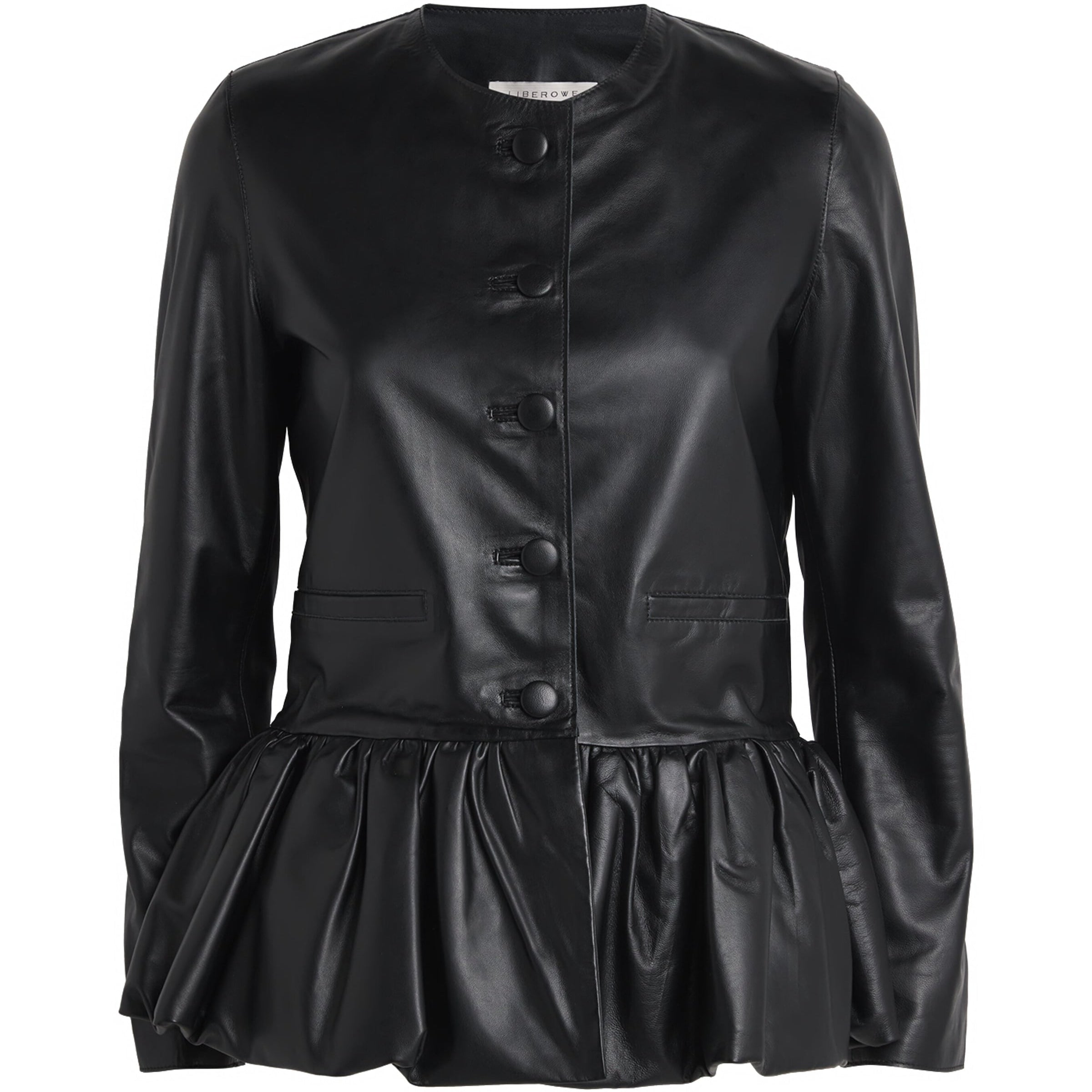 Liberowe Black Peplum Leather Jacket