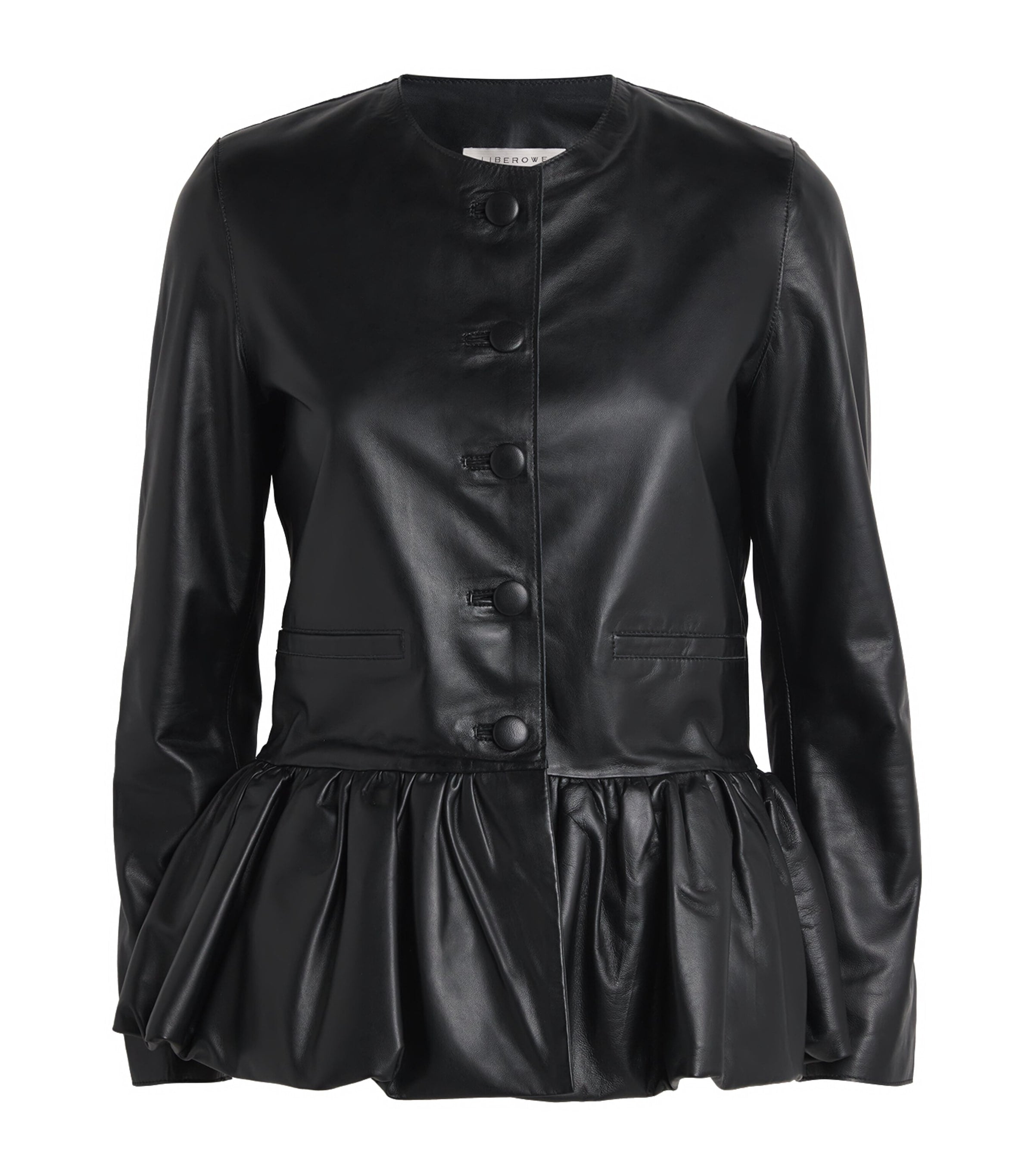 Liberowe Black Peplum Leather Jacket