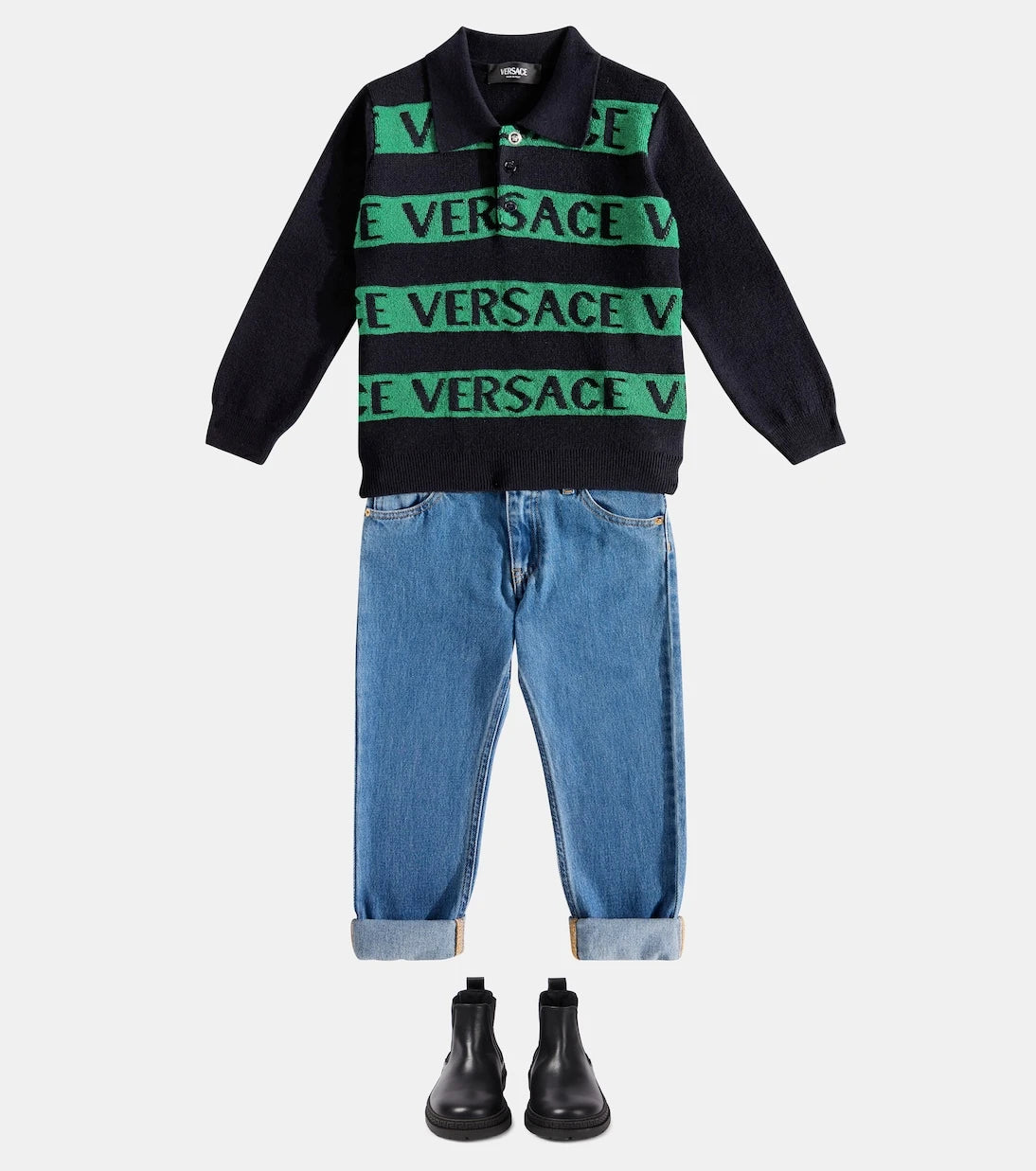 Versace Kids - Logo wool polo sweater