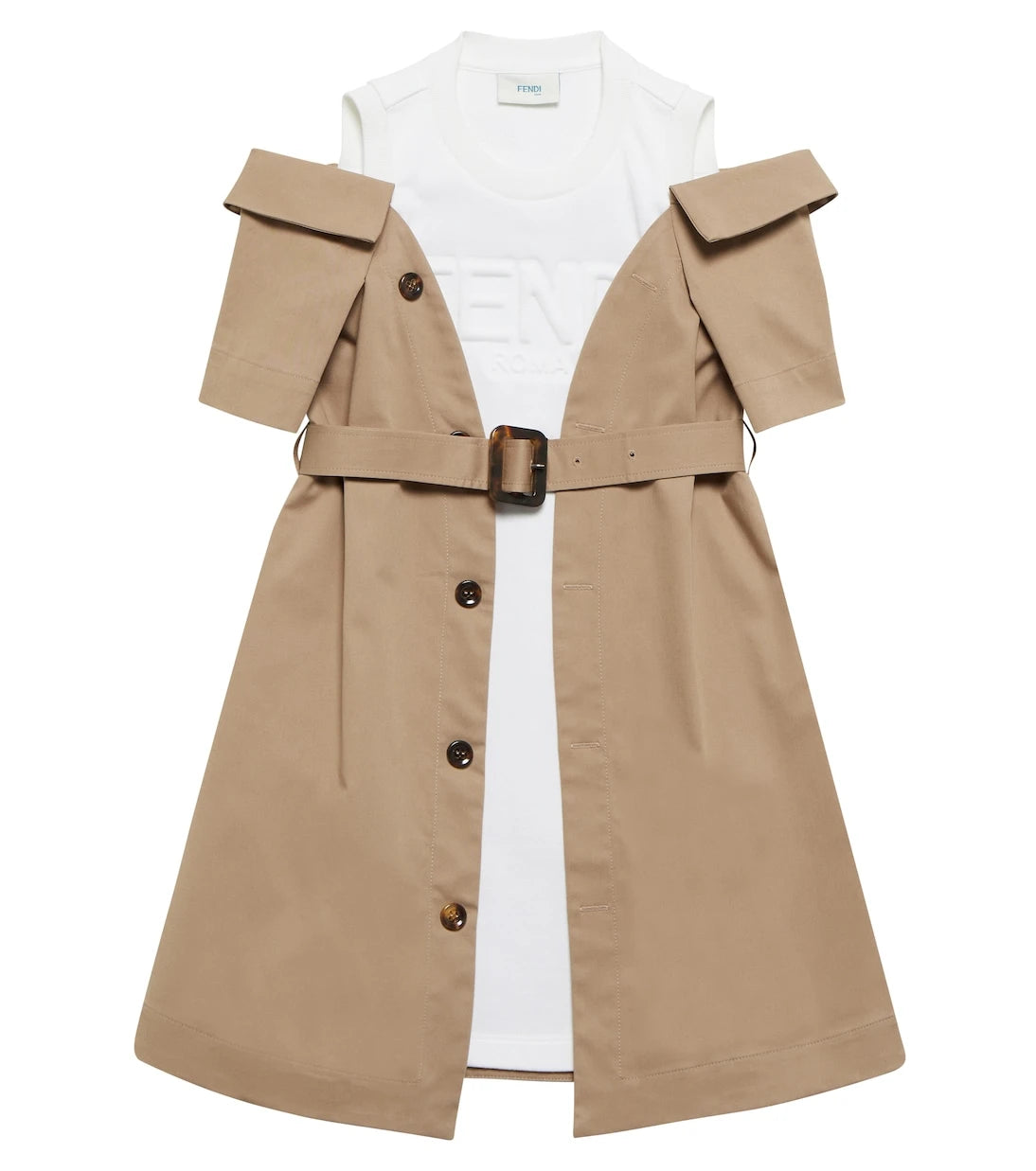 Fendi Kids - فستان معطف من مزيج القطن الهجين